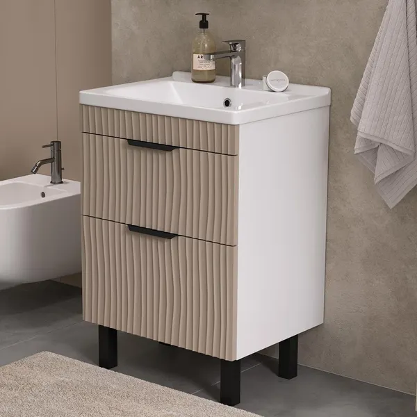 Изображение товара Тумба с умывальником Volna Lotty 80.2Y Миранда 80 (латте, напольная)