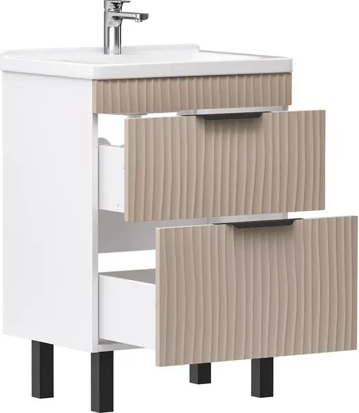 Изображение товара Тумба с умывальником Volna Lotty 80.2Y Миранда 80 (латте, напольная)