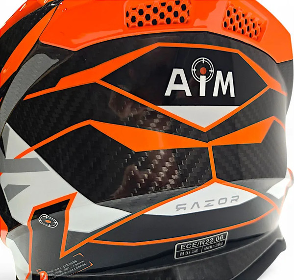 Изображение товара Мотошлем AiM RH855 Carbon Razor RH855R-DWR-XS (XS, белый/красный)
