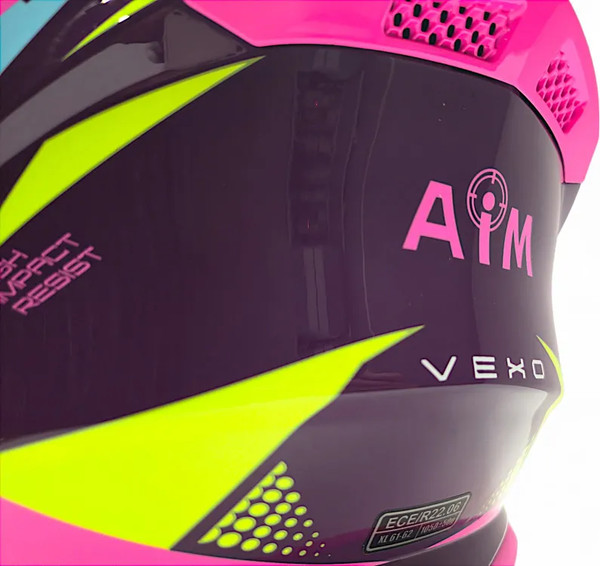 Изображение товара Мотошлем AiM RH855 Fiber Glass Vexo RH855V-BPP-L (L, фиолетовый/розовый)