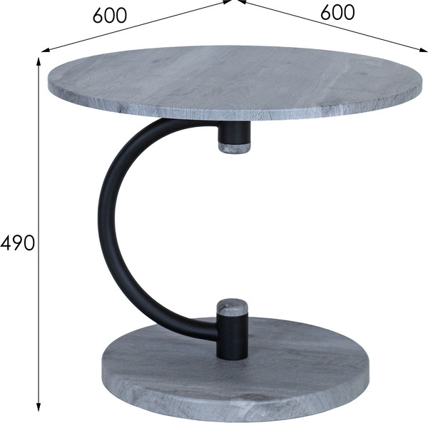 Изображение товара Журнальный столик Мебелик Дуэт 13 (орех гикори grey/черный)