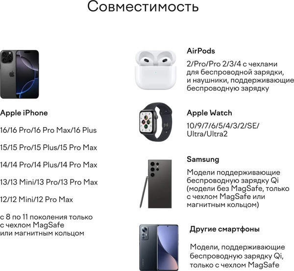 Изображение товара Зарядное устройство беспроводное Magssory Fold Pro WCH063 (полуночный)