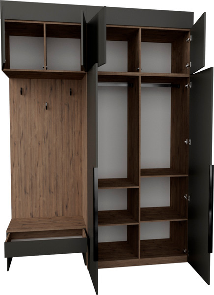 Изображение товара Секция в прихожую Рэйгрупп Рэй P262-B4-1-WK В4-1 (дуб веллингтон/кобальт)