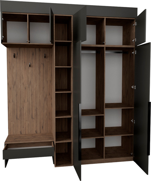 Изображение товара Секция в прихожую Рэйгрупп Рэй P262-B5-1-WKW В5-1 (дуб веллингтон/кобальт)