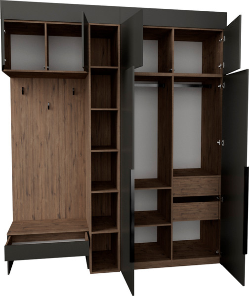 Изображение товара Секция в прихожую Рэйгрупп Рэй P262-B5-2-WKW В5-2 (дуб веллингтон/кобальт)