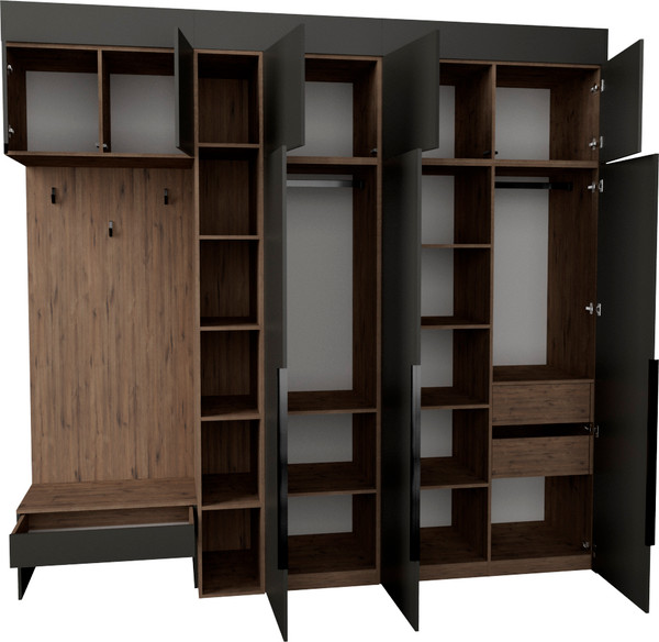 Изображение товара Секция в прихожую Рэйгрупп Рэй P262-B8-2-WKW В8-2 (дуб веллингтон/кобальт)