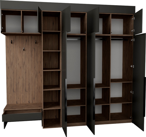 Изображение товара Секция в прихожую Рэйгрупп Рэй P262-B9-1-WKW В9-1 (дуб веллингтон/кобальт)