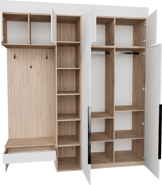 Изображение товара Секция в прихожую Рэйгрупп Рэй P262-B6-1-EBE В6-1 (дуб элисон/белый премиум)