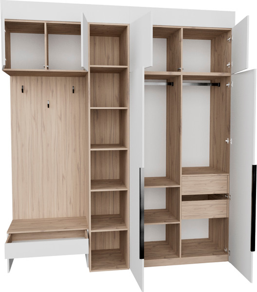 Изображение товара Секция в прихожую Рэйгрупп Рэй P262-B6-2-EBE В6-2 (дуб элисон/белый премиум)