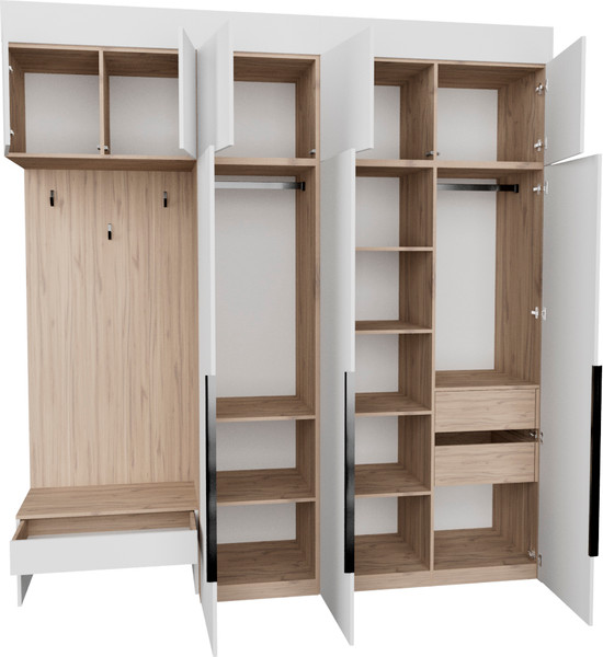 Изображение товара Секция в прихожую Рэйгрупп Рэй P262-B7-2-EB В7-2 (дуб элисон/белый премиум)