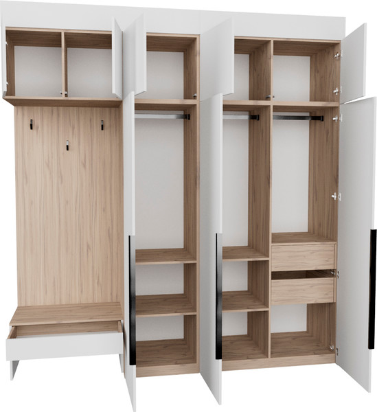 Изображение товара Секция в прихожую Рэйгрупп Рэй P262-B7-2-EB В7-2 (дуб элисон/белый премиум)