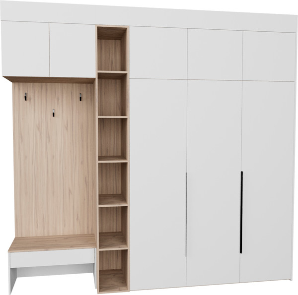 Изображение товара Секция в прихожую Рэйгрупп Рэй P262-B8-1-EBE В8-1 (дуб элисон/белый премиум)