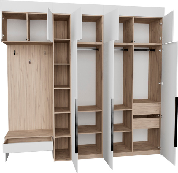 Изображение товара Секция в прихожую Рэйгрупп Рэй P262-B8-2-EBE В8-2 (дуб элисон/белый премиум)