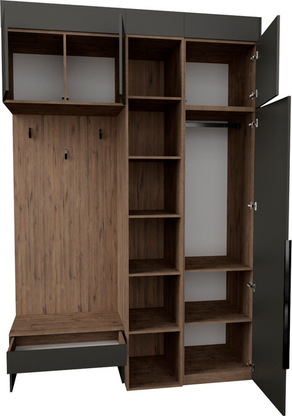 Изображение товара Секция в прихожую Рэйгрупп Рэй P274-B3-WKW В3 (дуб веллингтон/кобальт)