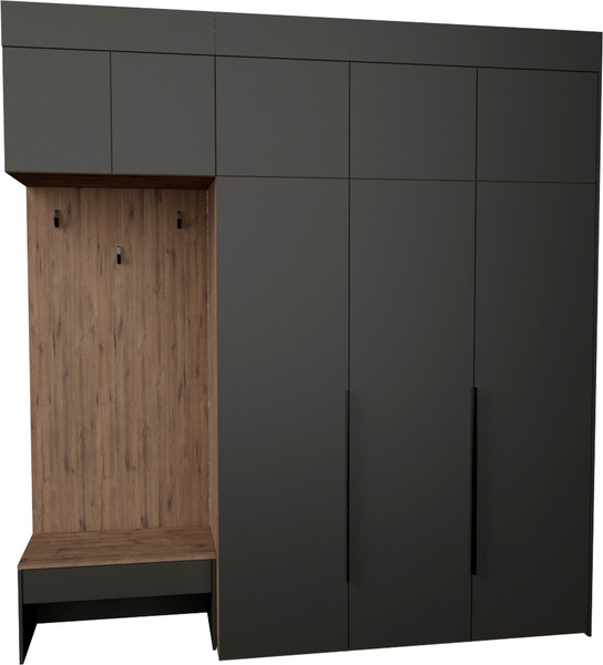 Изображение товара Секция в прихожую Рэйгрупп Рэй P274-B7-2-WK В7-2 (дуб веллингтон/кобальт)