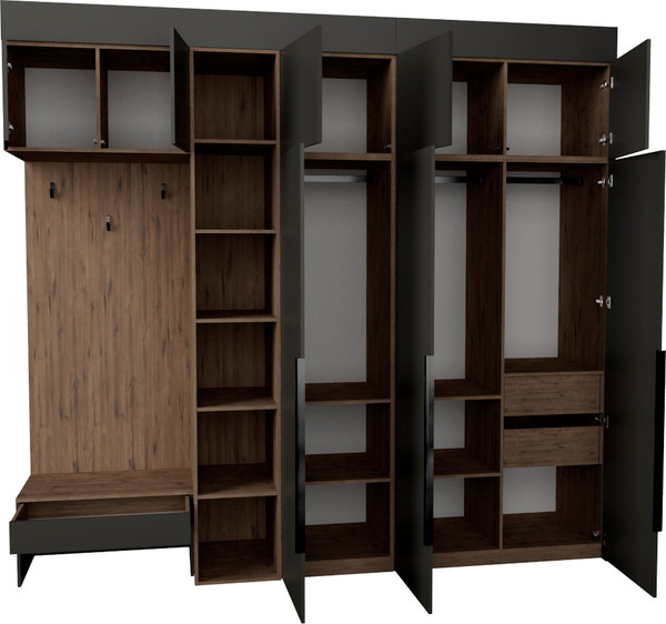 Изображение товара Секция в прихожую Рэйгрупп Рэй P274-B9-2-WKW В9-2 (дуб веллингтон/кобальт)