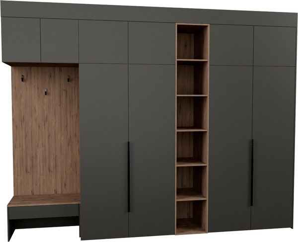 Изображение товара Секция в прихожую Рэйгрупп Рэй P274-B12-1-WKW В12-1 (дуб веллингтон/кобальт)