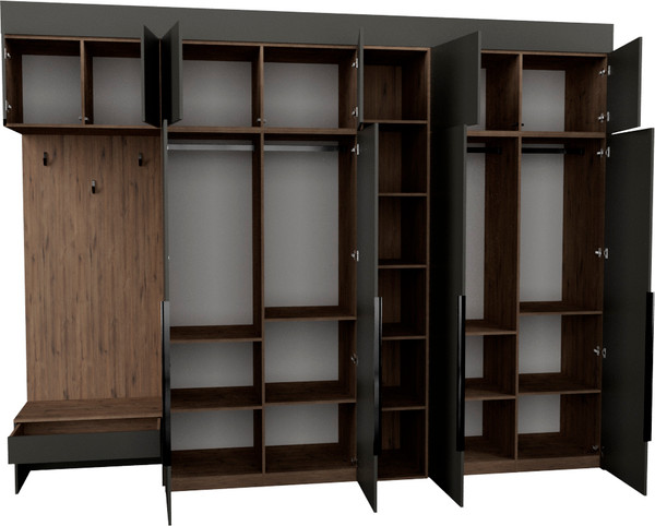 Изображение товара Секция в прихожую Рэйгрупп Рэй P274-B12-1-WKW В12-1 (дуб веллингтон/кобальт)