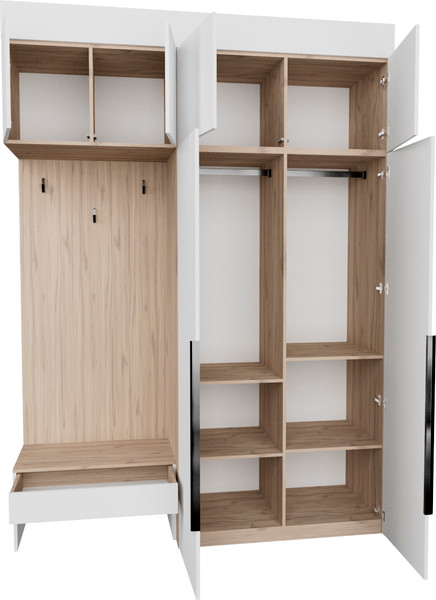 Изображение товара Секция в прихожую Рэйгрупп Рэй P274-B4-1-EB В4-1 (дуб элисон/белый премиум)