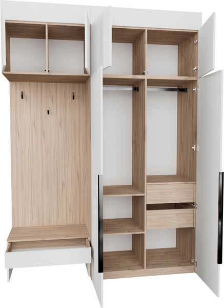 Изображение товара Секция в прихожую Рэйгрупп Рэй P274-B4-2-EB В4-2 (дуб элисон/белый премиум)