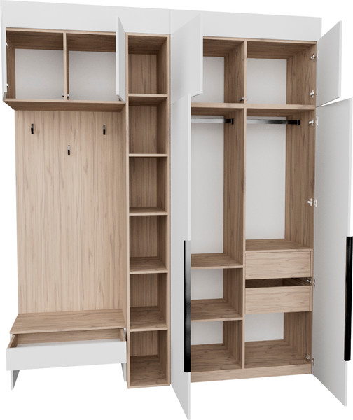 Изображение товара Секция в прихожую Рэйгрупп Рэй P274-B5-2-EBE В5-2 (дуб элисон/белый премиум)