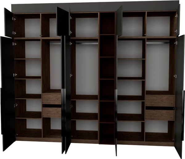 Изображение товара Шкаф Рэйгрупп Рэй S262-В13-3-WKL В13-3 (дуб веллингтон/кобальт/античная латунь)