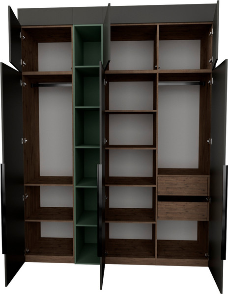 Изображение товара Шкаф Рэйгрупп Рэй S262-В7-2-WKZ В7-2 (дуб веллингтон/кобальт/зеленый самшит)