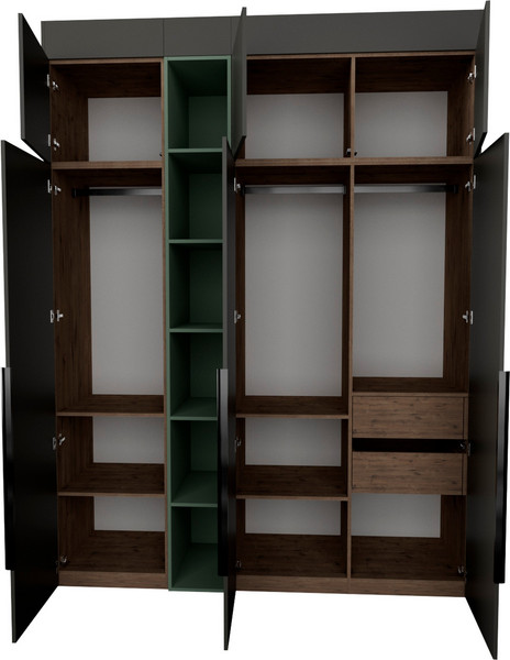 Изображение товара Шкаф Рэйгрупп Рэй S262-В7-2-WKZ В7-2 (дуб веллингтон/кобальт/зеленый самшит)