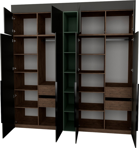 Изображение товара Шкаф Рэйгрупп Рэй S262-В10-3-WKZ В10-3 (дуб веллингтон/кобальт/зеленый самшит)