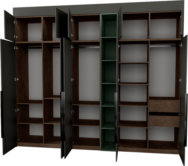 Изображение товара Шкаф Рэйгрупп Рэй S262-В13-2-WKZ В13-2 (дуб веллингтон/кобальт/зеленый самшит)