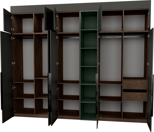 Изображение товара Шкаф Рэйгрупп Рэй S262-В14-2-WKZ В14-2 (дуб веллингтон/кобальт/зеленый самшит)