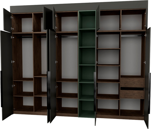 Изображение товара Шкаф Рэйгрупп Рэй S262-В14-2-WKZ В14-2 (дуб веллингтон/кобальт/зеленый самшит)