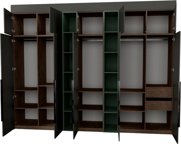 Изображение товара Шкаф Рэйгрупп Рэй S262-В16-2-WKZ В16-2 (дуб веллингтон/кобальт/зеленый самшит)