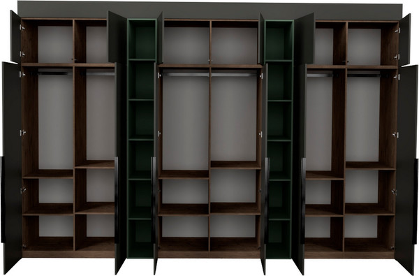 Изображение товара Шкаф Рэйгрупп Рэй S262-В18-1-WKZ В18-1 (дуб веллингтон/кобальт/зеленый самшит)