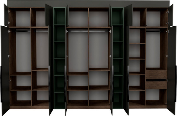 Изображение товара Шкаф Рэйгрупп Рэй S262-В18-2-WKZ В18-2 (дуб веллингтон/кобальт/зеленый самшит)