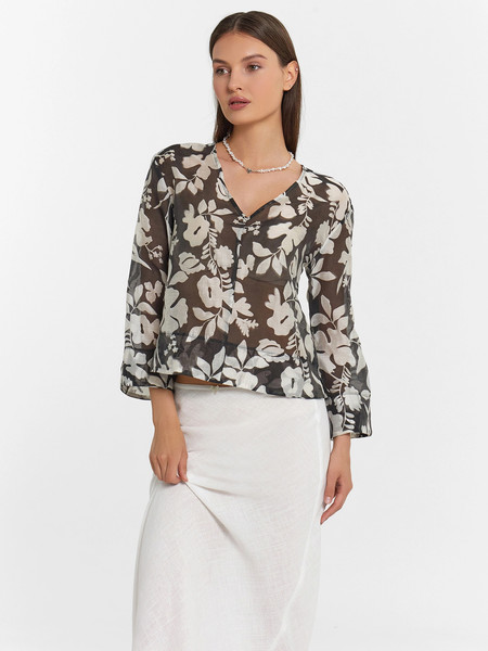 Изображение товара Блузка Mark Formelle 122855 (р.170-100-106, цветы на черном)