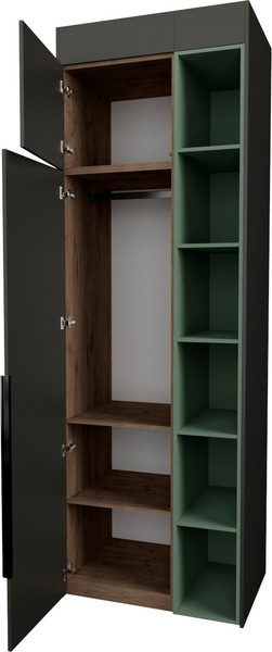 Изображение товара Шкаф Рэйгрупп Рэй S274-B1-EBL В1 (дуб веллингтон/кобальт/зеленый самшит)