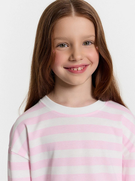 Изображение товара Лонгслив детский Mark Formelle 127908/1 (р.128-64, бело -розовая полоска)