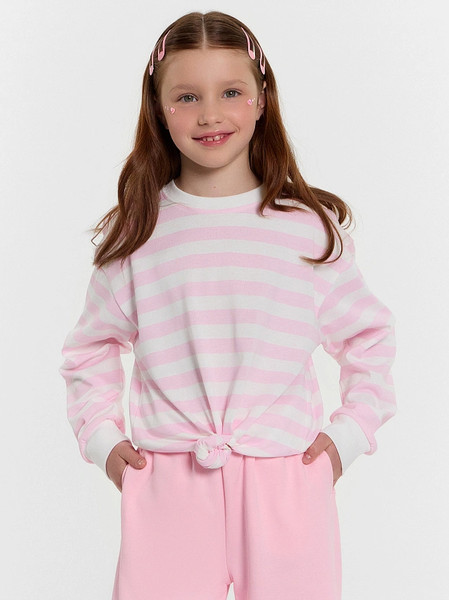 Изображение товара Лонгслив детский Mark Formelle 127908/1 (р.158-80, бело-розовая полоска)