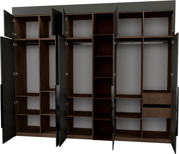 Изображение товара Шкаф Рэйгрупп Рэй S274-В14-2-WKL В14-2 (дуб веллингтон/кобальт/античная латунь)