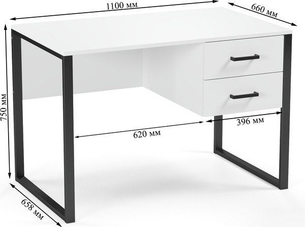 Изображение товара Письменный стол Soma Slava 110x66 (белый/черный)