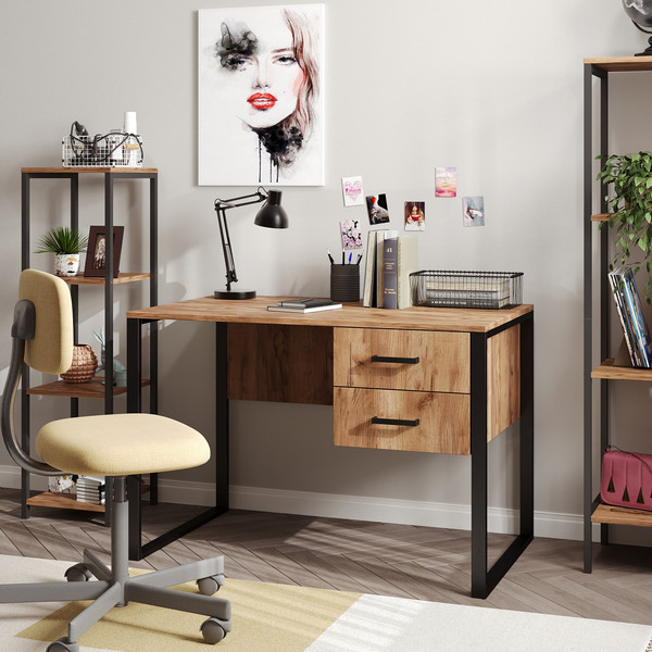 Изображение товара Письменный стол Soma Slava 110x66 (дуб крафт золотой/черный)