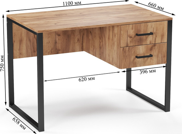 Изображение товара Письменный стол Soma Slava 110x66 (дуб крафт золотой/черный)