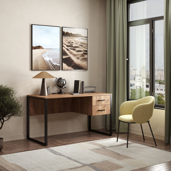 Изображение товара Письменный стол Soma Slava 135x66 (дуб крафт золотой/черный)