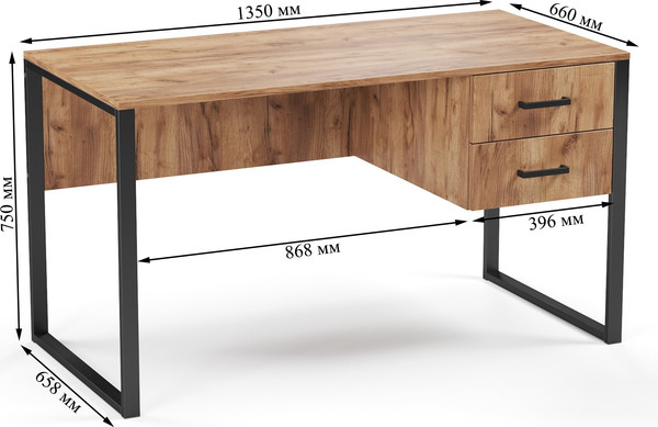 Изображение товара Письменный стол Soma Slava 135x66 (дуб крафт золотой/черный)