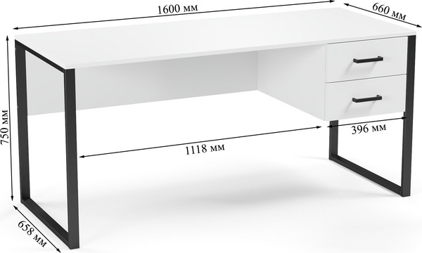 Изображение товара Письменный стол Soma Slava 160x66 (белый/черный)