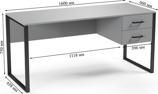 Изображение товара Письменный стол Soma Slava 160x66 (серый/черный)