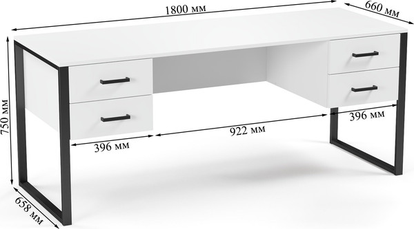 Изображение товара Письменный стол Soma Slava 180x66 (белый/черный)
