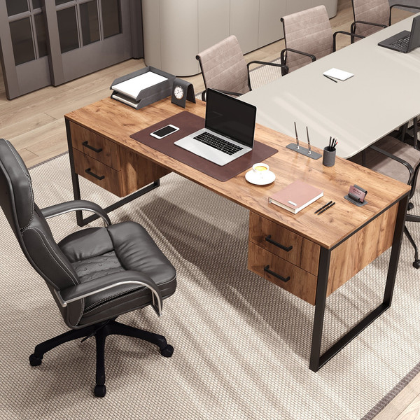 Изображение товара Письменный стол Soma Slava 180x66 (дуб крафт золотой/черный)