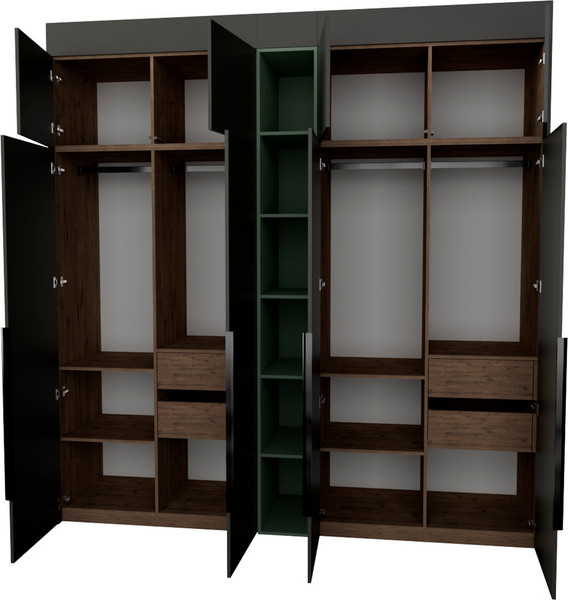 Изображение товара Шкаф Рэйгрупп Рэй S274-В10-3-WKZ В10-3 (дуб веллингтон/кобальт/зеленый самшит)